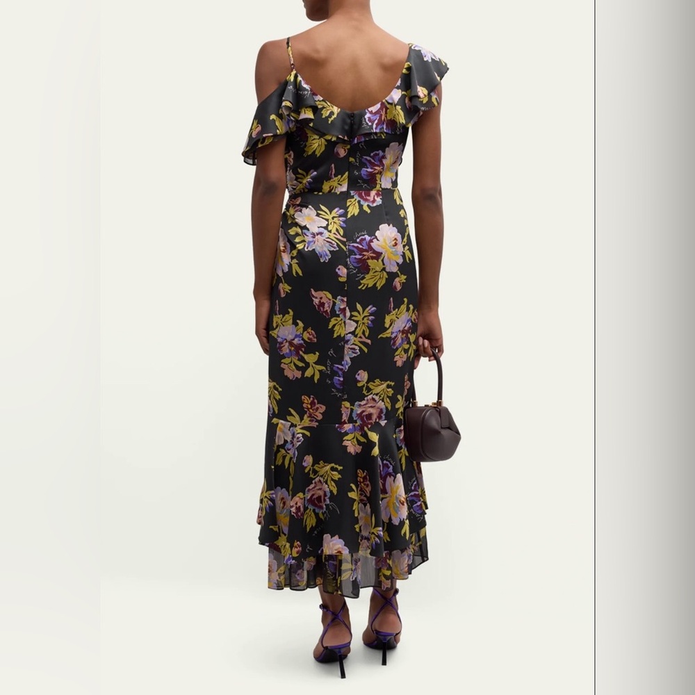 Cinq à Sept One Shoulder Floral Yellow Dress - Picture 9 of 13